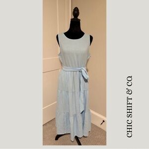J. Crew Factory Cotton Gauze Tiered Midi Dress - Light Blue, Size 10 NWOT